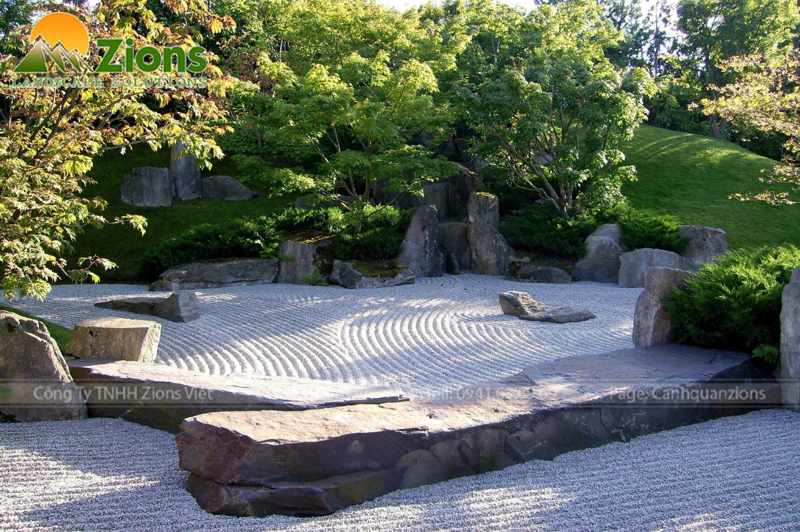 Sỏi cào hoa cương trang trí sân vườn chuẩn phong cách Nhật